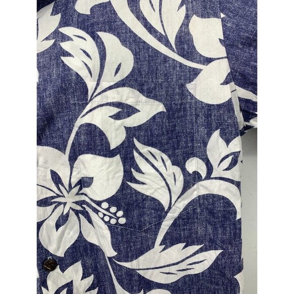 Hilo Hattie Men Large Blue Hibiscus Button Short Sleeve Shirt Aloha Hawaiian EUC - Picture 6 of 8